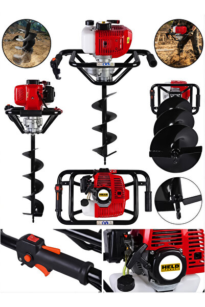 held power Benzinli Toprak Burgu Makinesi - 150 mm Çap / 100 cm Derinlik Uçlu