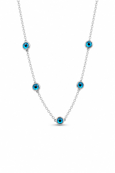 Jack Ferrero Gray Color Chain with Evil Eye Bead Detail Stylish Bijouterie Ne...