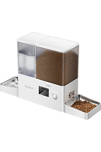 ROJECO 2 in 1 Fantana de apa pentru animale de companie 3,5L si dozator hrana...
