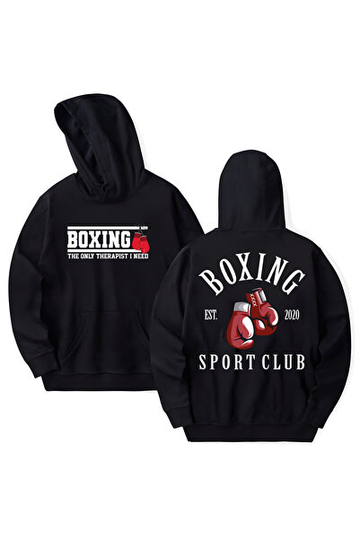 STİL-X Boxing Printed Cotton Long Sleeve 3 Thread Hooded Sweatshirt