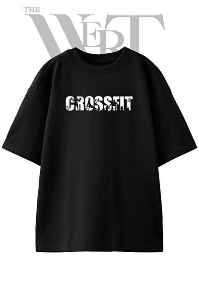 THEWERT Dizajn treninga Crossfit, štampana unisex crna majica prevelikog kroja