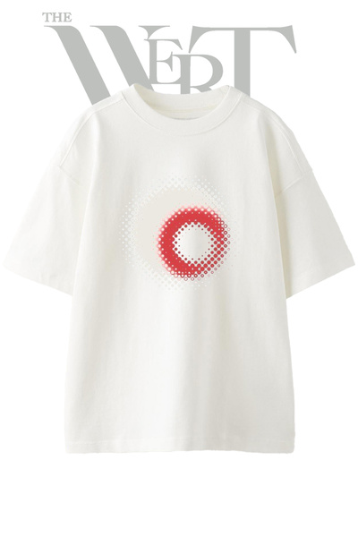 THEWERT Μπλουζάκι Unisex Λευκό Oversize με τυπωμένο σχέδιο κόκκινου κυκλικού ...