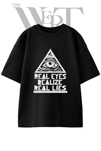 THEWERT Eye Realize Lies Design T-shirt sa štampanjem, unisex, crna, velika v...