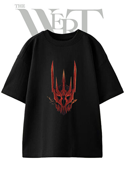 THEWERT Nazgul Helmet Design Printed Unisex Black Oversize T-Shirt