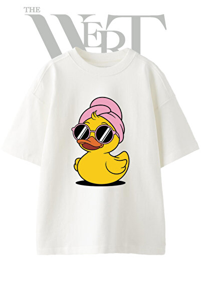THEWERT Spa Duck Design T-shirt sa printom, unisex, bela, velika veličina