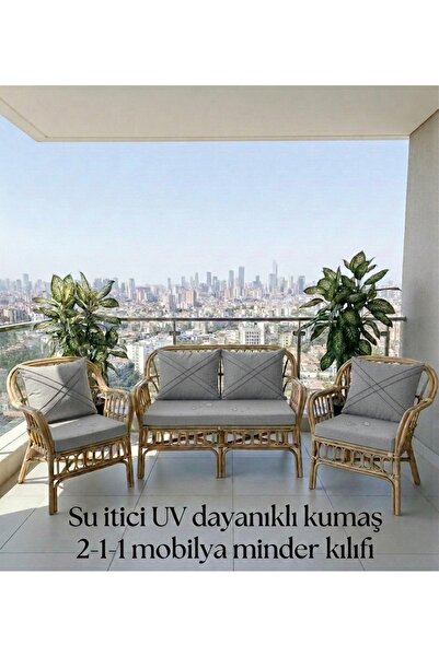 MADAMİNCİ Bahçe Mobilyası Minder Kılıfı 2+1+1 | Balkon Koltuk Minder Kılıfı |...