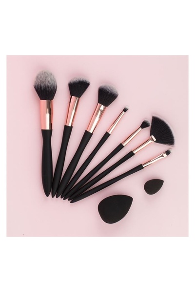 Beauty Set pensule machiaj, model rotund, pudră, roz, 9 bucăți – kit complet ...