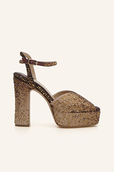 MARCATELLI Bronz Saten Dream Platform Topuklu Ayakkabı