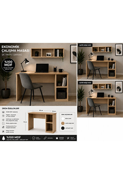 Home Çalışma masası, bilgisayar masası, kitaplıklı çalışma masası, %100 MDF m...