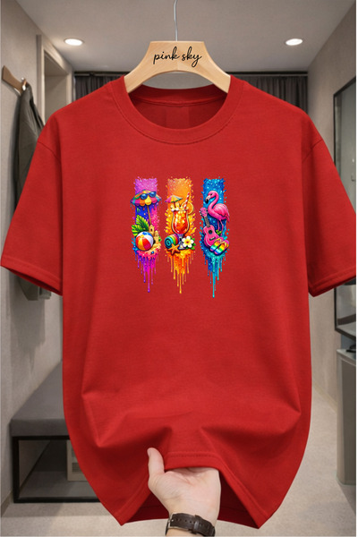 Pink Sky Premium Oversize T-Shirt 100% Cotton Unisex Comfortable Fit Trending...