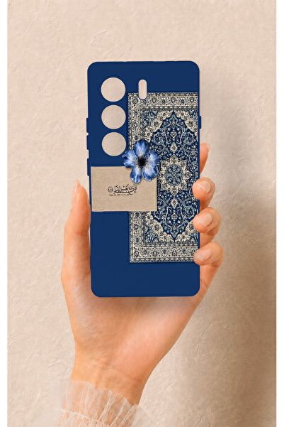 Vip Case Tecno Camon 40 4G Uyumlu Mavi Etnik Halı Desenli Silikon Kılıf