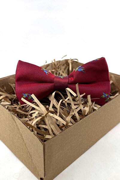Kravatkolik Burgundy Motif Pattern Silk Bow Tie Sb269