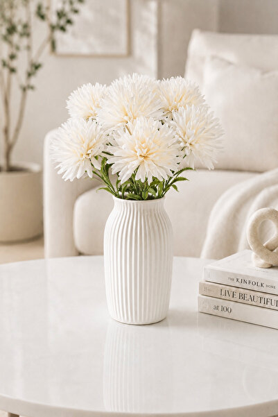 MD Aspiz Flowers Yapay Çiçek 7li Lüx krem kasımpatı Demeti 42 cm ( Saksısız )...