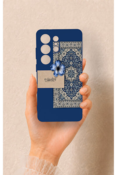 Vip Case Samsung S26 Ultra Uyumlu Mavi Etnik Halı Desenli Silikon Kılıf
