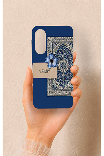 Vip Case Samsung A57 Uyumlu Mavi Etnik Halı Desenli Silikon Kılıf
