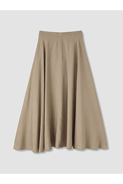 LC Waikiki Lcw Modest Ecru Zippered Flared Skirt