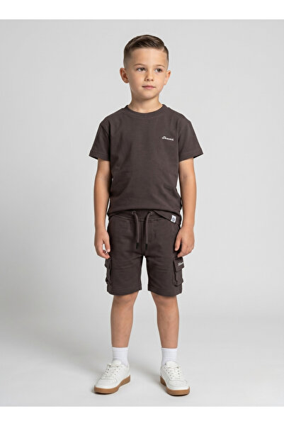 Babyqlo Boys Dark Brown Cargo Shorts Set
