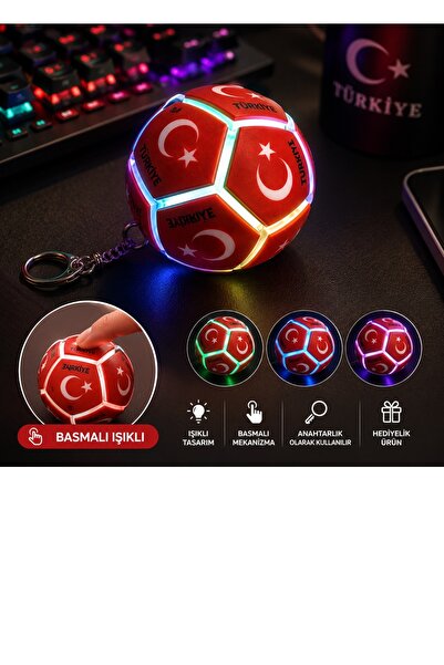 Keyfi Sepet Türkiye Temalı Işıklı Top Anahtarlık Basmalı LED Anahtarlık Renk ...