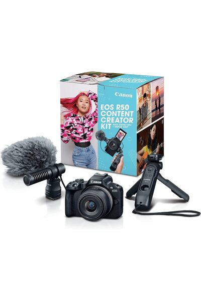 Canon Pr Canon EOS R50 Mirrorless Camera Content Creator Kit, Black