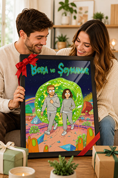 Charmbi Kişiye Özel Rick & Morty Siyah Ahşap Çerçeveli Poster Dijital Baskı T...