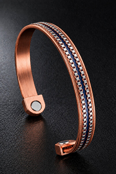 İyyaKee 100% Pure Copper Magnetic Magnetized Navy Blue Men's Bracelet Double ...
