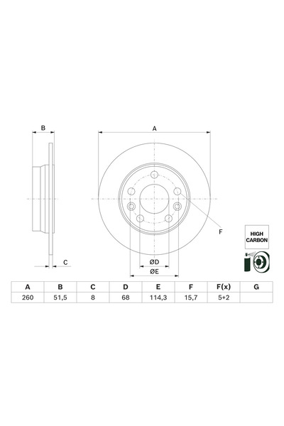 Bosch Disc Frana Renault Captur 2/Megane 4 2015-2020