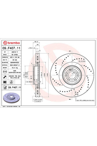 Brembo Set Discuri Frana Mercedes-Benz Gle/Gls 2018-2023