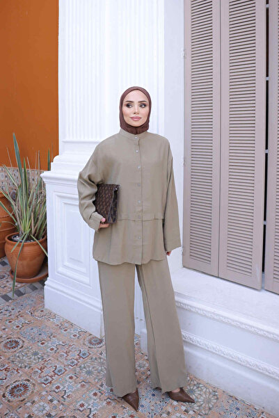İmajButik Χακί Σετ Τουνίκ με Παντελόνι Modal
