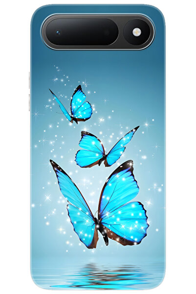 TECNO Spark 50 5G (KN8) Uyumlu Kılıf Desen Baskılı Silikon Mavi Kelebek STK:7...