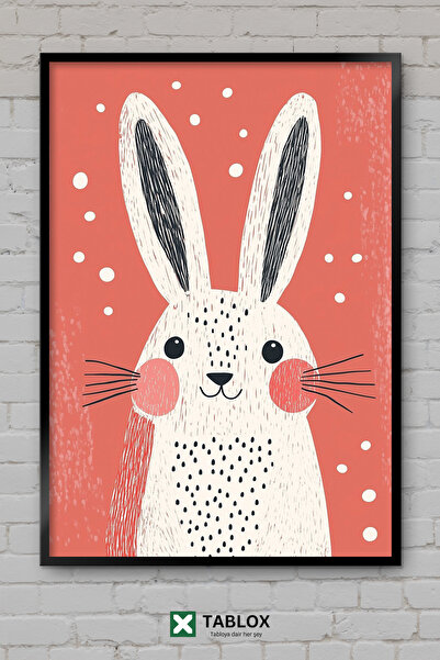 TABLOX Drawing Illustration Rabbit Sweet Baby Child Wooden Framed Decorative ...
