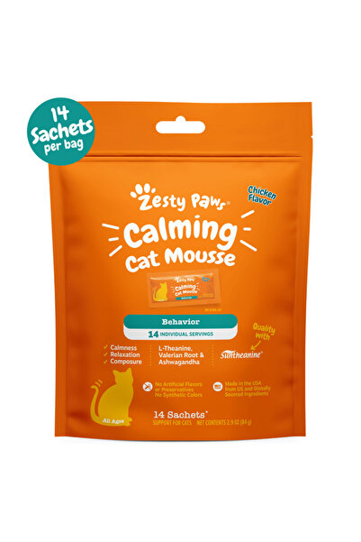 Zesty Paws Cat Mousse Calming For Cat - Chicken Flavor - 14 Sachets