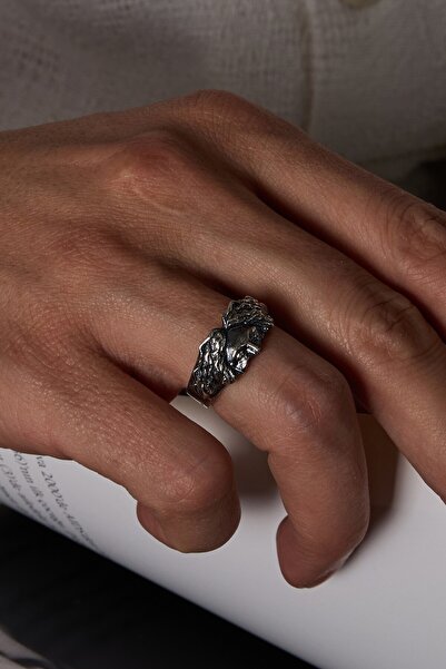 Ricco Jewellery 925 Ayar Gümüş Oksitli Ayarlanabilir Medusa Yüzük