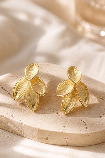 mosmoda Gold Yapraklar Küpe