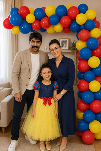 Parti dolabı 45Pcs Yellow Red Blue Metallic Birthday Balloon Chain Adhesive C...
