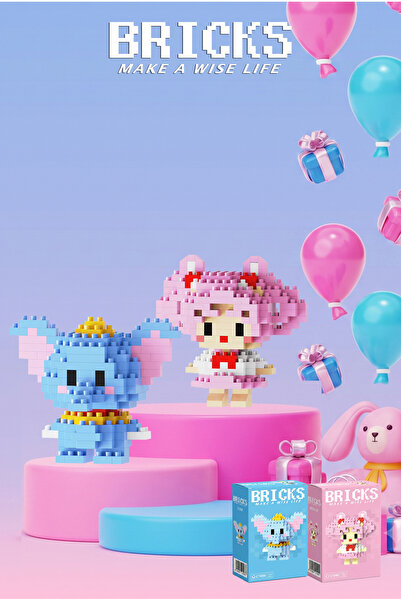 Bricks make a wise life Dumbo ve Chibiusa 3D Yapboz - İkili Set - Mikro Blok ...