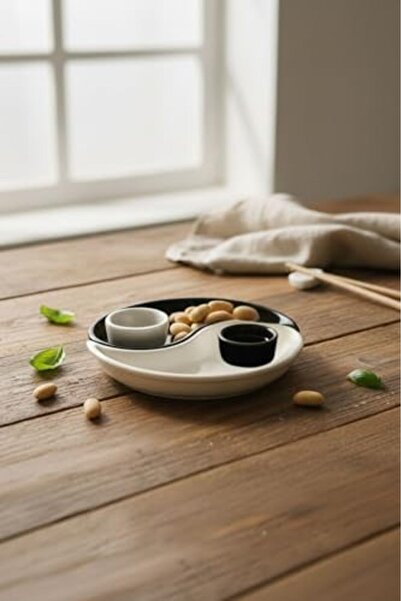 Yıldızan Meala Kozmetik Store Yin & Yang 2-Piece Special Design Breakfast Pla...