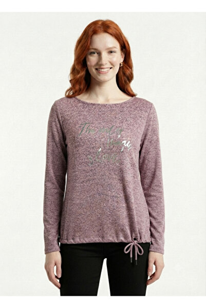 Neden Tekstil Women's Long Sleeve Knitwear Detailed Pink Blouse