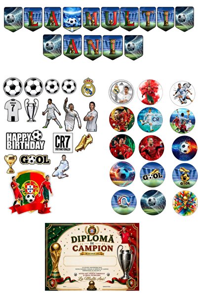 DecoParty Set de petrecere personalizat RONALDO, 34 de piese – Banner La Mulț...