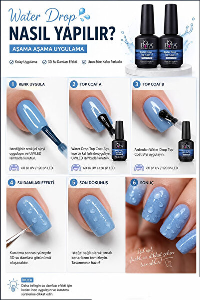 BOYA Water Drop Top Coat A+B 2’li Set 15 ml 3D Su Damlası Efekti