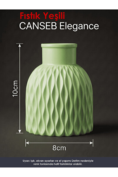 CANSEB Elegance Premium - Pistachio Green - Wavy Decorative Vase - 10X8Cm - H...
