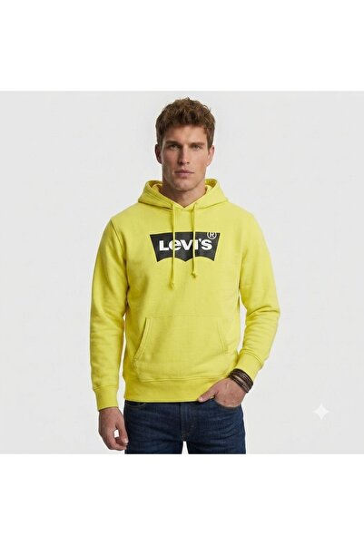 Levi's Βαμβακερό κίτρινο φούτερ με κουκούλα Standard Graphic Hoodie Hoodie Αν...