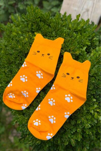 LouSocks جوارب صفراء اللون منقوشة على شكل أذن قطة للجنسين