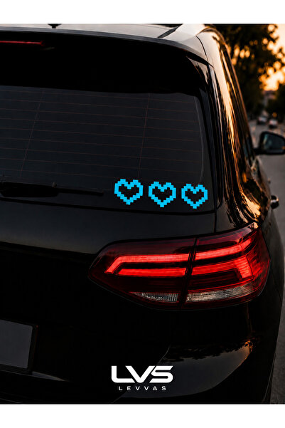 Piksel Kalp Sticker 3'lü Set Araba Motosiklet Laptop bisiklet sticker