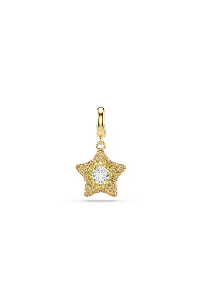 Swarovski Sublima Charm, Yuvarlak kesim, Yıldız, Sarı, 18k altın rengi yüzey