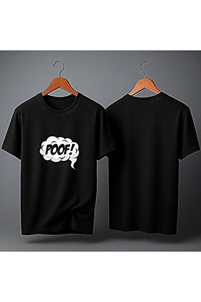 ELFERA Poof Effect Funny Balloon Pop Art Black Printed Tshirt