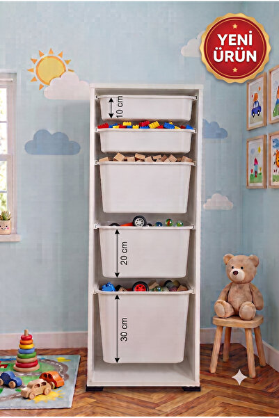 decosense 1 Adet Ultra Büyük 2 Adet Büyük 2 Adet Orta Boy Çekmeceli 123 cm Be...