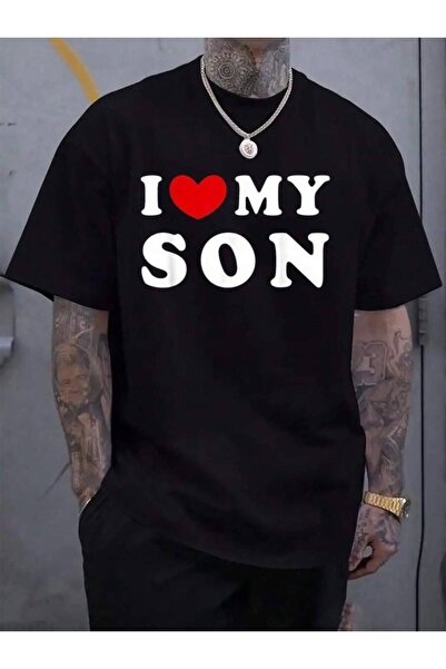 4Car 100% قطن - مجموعة Love Son، تيشيرت رجالي أسود بأكمام قصيرة وياقة دائرية ...