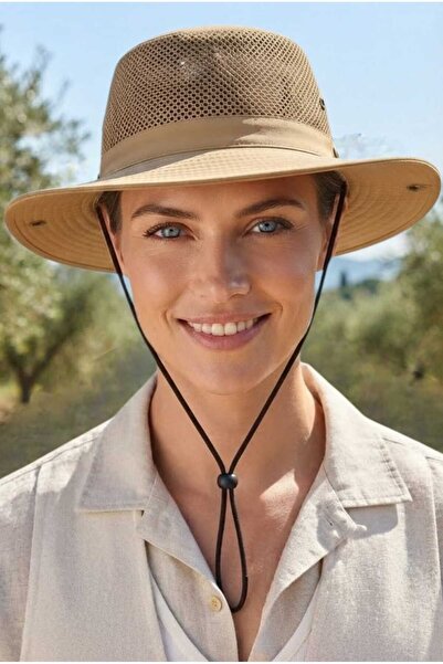 Mood Agenda Women's Mesh Safari Hat Wide Brim Drawstring Breathable Uv Sun Pr...