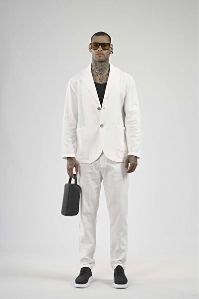 king brich Slim Fit Men's Cotton Linen Top and Bottom Set