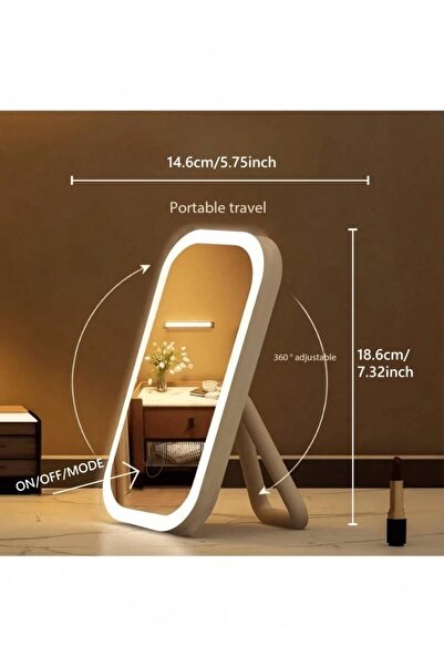 Generic Brand Oglindă De Machiaj Cu Iluminare LED pliabilă